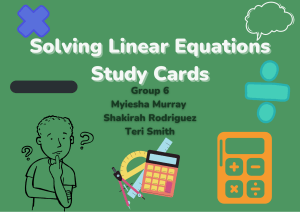 Solving Linear Equations Study Cards Group 6