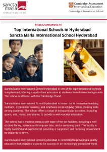 Top International Schools in Hyderabad - Sancta Maria International School Hyderabad