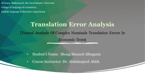 TEA Presentation- Textual Analysis Of Complex Nominals Translation Errors In Economic Texts