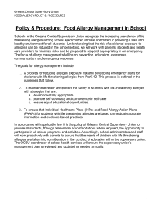 food allergy policy-procedure