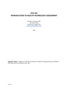 INTRODUCTION TO HEALTH TECHNOLOGY ASSESSMENT