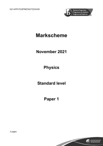 Physics paper 1  SL markscheme