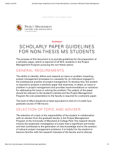 Scholarly Paper Guidelines for Non-Thesis MS Students