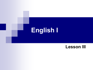 English I - Lesson III