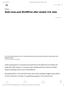 Gold races past $2,000 oz after weaker U.S. data