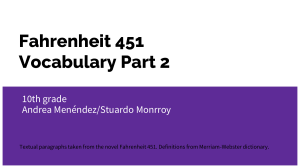 Fahrenheit 451  Vocabulary Part 2