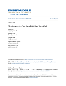 Effectiveness of a Four-days Eight Hour Work Week