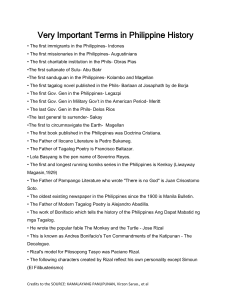 NOTES FOR PHILIPPINE HISTORY