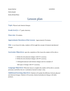Lesson plan ---physical and chemical changes