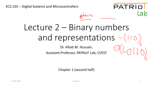 Binary numbers and representations