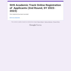 SHS Academic Track Online Registration of Applica…