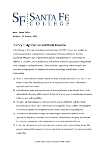 History of Agriculture and Rural America - AMH 2020