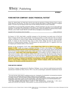 Ford Motor Company - Basic Financial Ratio