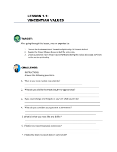 LESSON 1 - VINCENTIAN VALUES