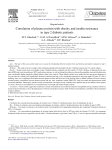 Correlation of plasma resistin with obes
