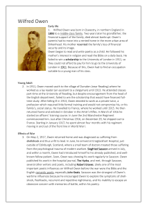 Wilfred Owen Comprehension and Activities