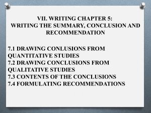 Writing the Summary Conclusion and Recommendation