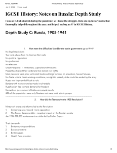 IGCSE History  Notes on Russia  Depth Study