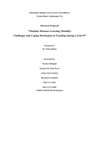 Research Proposal on “Modular Distance Learning Modality:   Challenges and Coping Mechanism in Teaching during Covid-19” 
