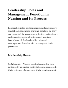 c.Leadership Roles and Management Function in Nursing and its Process