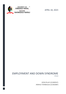 Employment and Down Syndrome