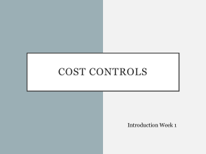 Week 1 -Introduction 2023 - Cost Control