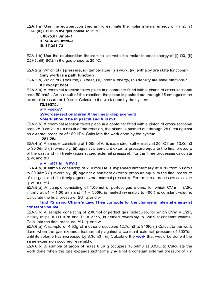 Phychem quiz 2 with partial solution