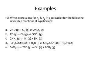 chemical equlibrium Examples