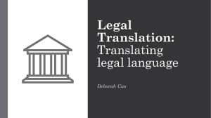 Legal Translation Translating legal language