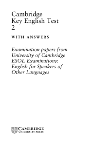 Cambridge Key Test 2