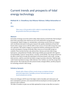 Current trends and prospects of tidal energy technology