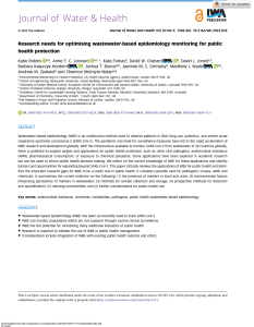Research needs for optimising wastewater-based epidemiology monitoring jwh0201284