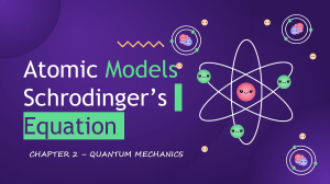 Chapter 2 - Atomic Models, Schrodinger's Equation