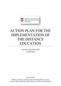 Action plan for the implementation of the distance education