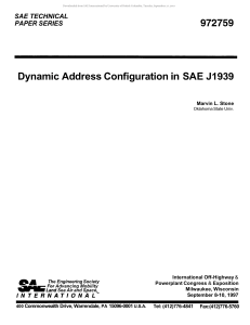 Dynamic Address Configuration in SAE J1939 - OKLAHOMA STATE UNIVERSITY Marvin L. Stone - 1997
