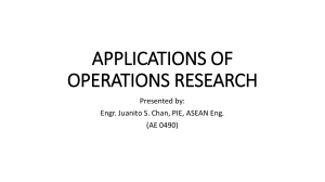 APPLICATIONS OF OPERATIONS RESEARCH
