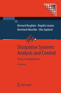 Olav Egeland Dissipative Systems Analysis and Control