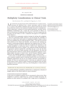 Multiplicity Considerations in Clinical Trials