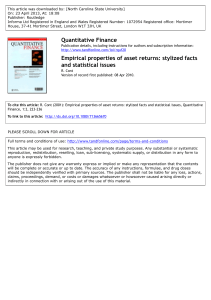 Empirical properties of asset returns stylized facts and statistical issues 