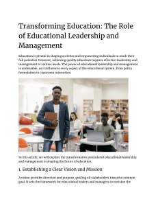 Transforming Education The Role of Educational Leadership and Management