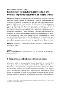 Examples of transcultural processes in two colonial linguistic documents