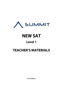 New SAT Level 1 - TEACHER'S MATERIALS