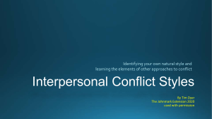 Interpersonal Conflict Styles 2020 Tim Dyer