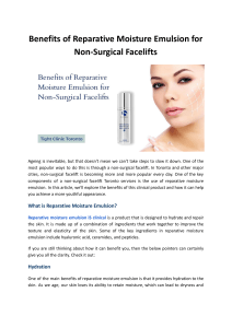 Benefits of Reparative Moisture Emulsion for Non-Surgical Facelifts