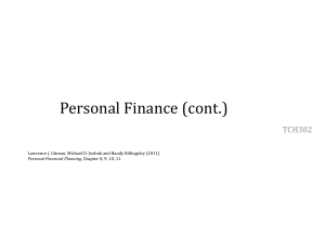 TCH302-Topic 8-Personal Finance (cont.)
