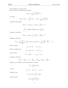 E.M. Equation Sheets
