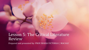 Lesson 5 The Critical Literature Review