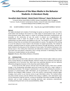 The Influence of the Mass Media in the Behavior Students A Literature Study