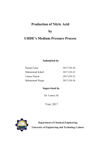 Group No. 07 - Production of Nitric Acid by UHDE's Medium Pressure Process