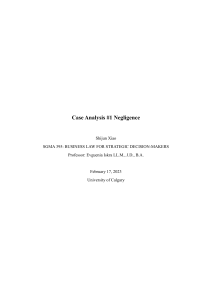 Case Analysis #1 Negligence (late pass)